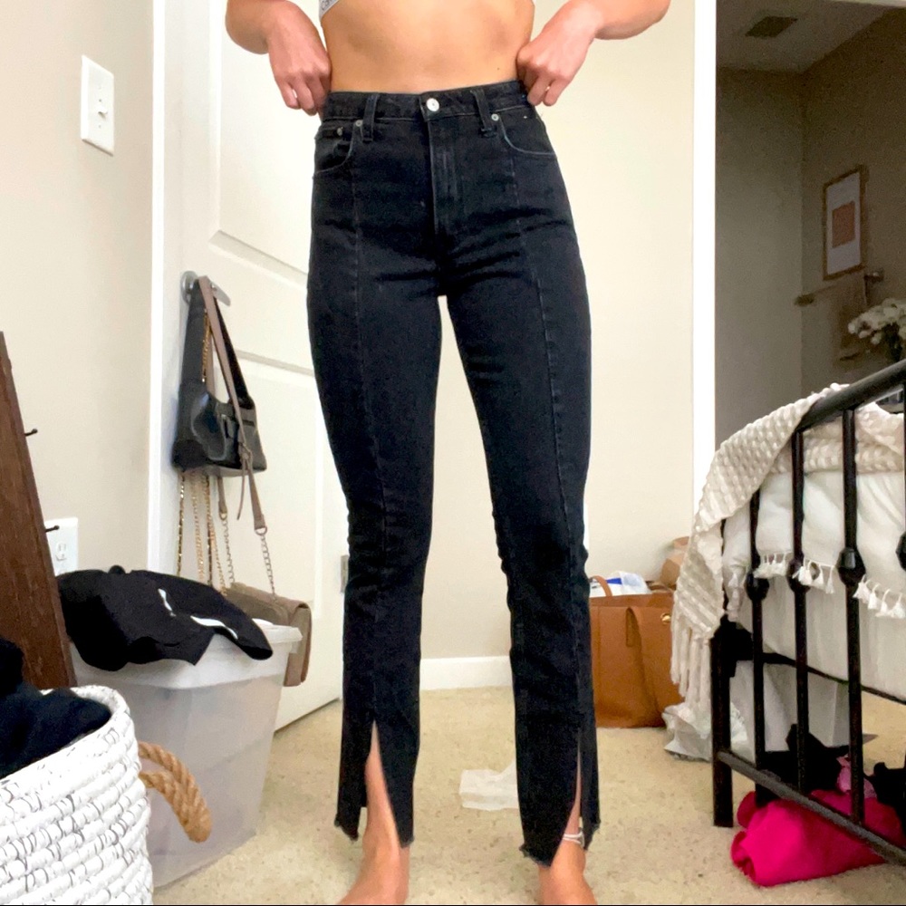 Abercrombie & Fitch Black The Skinny High Rise Split Hem Jeans (Curve Love)